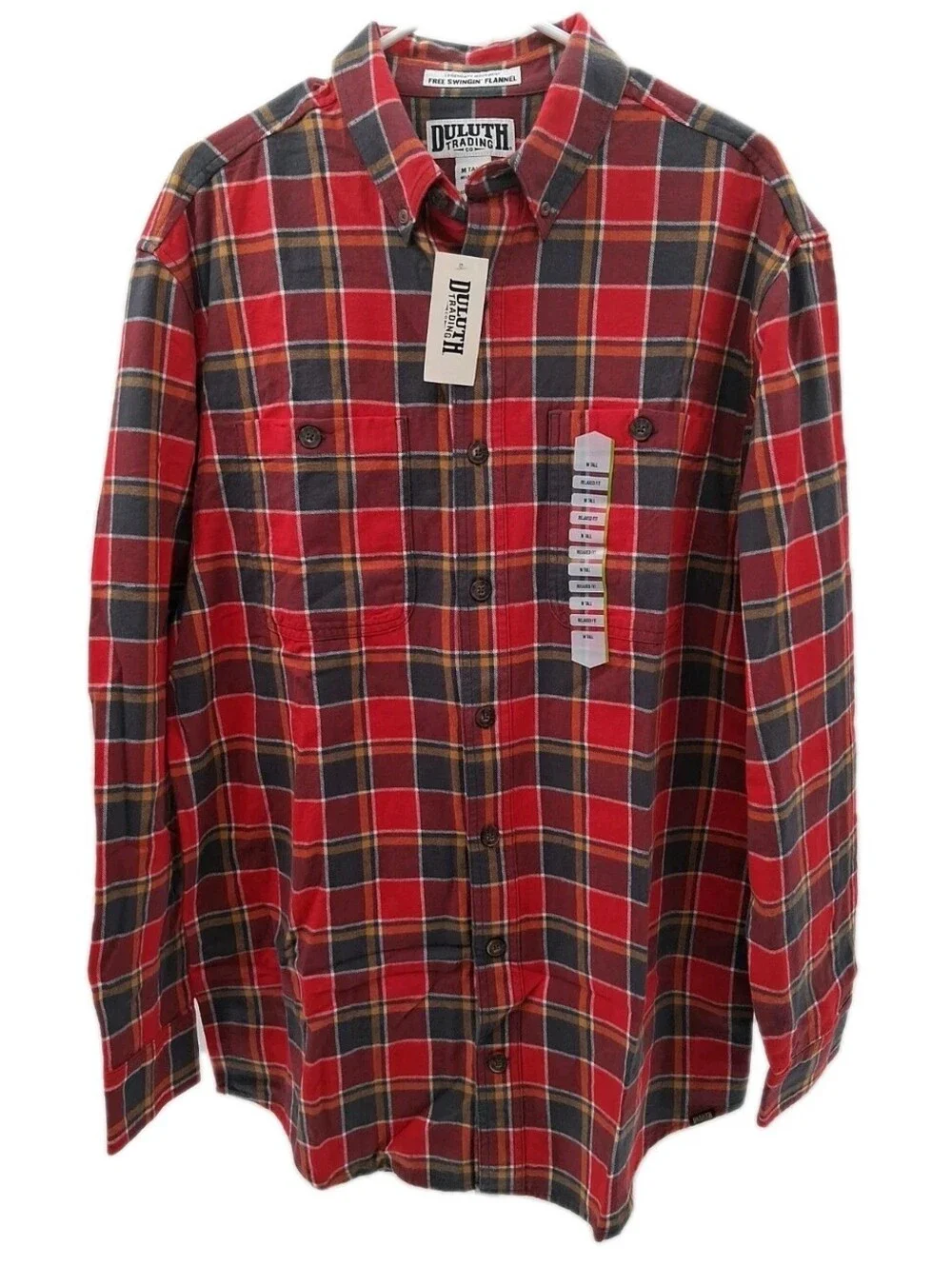 Duluth Flannel Shirt Men’s Medium Tall Red Free Swingin' Relaxed Fit Work Plaid